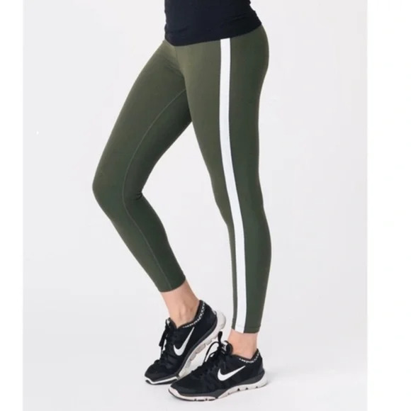 ZYIA Active Leggings 4 Forest Green High Rise Stripe Luxe 7/8 Workout - Picture 11 of 11